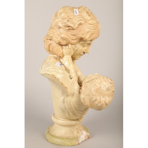 498 - Bust of mother and child, approx. 45cm heigh