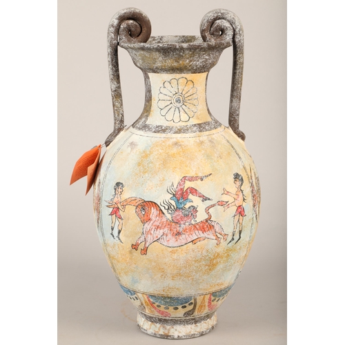 502 - Twin-handled vase in the style of Minoan pottery, modern reproduction made in Greece