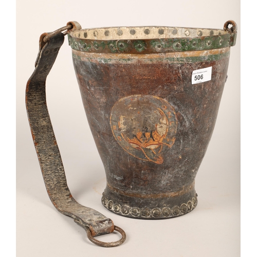 506 - Antique leather fire bucket