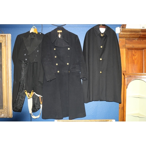 349A - Two British naval overcoats and other uniform.