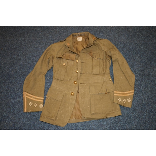 349C - WWI British army green khaki jacket, the interior with Anderson and Sons of Edinburgh label penned '... 