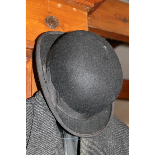 349F - Forsyth of Edinburgh Macintosh style Crombie wool jacket and a Lock and Co of London bowler hat.