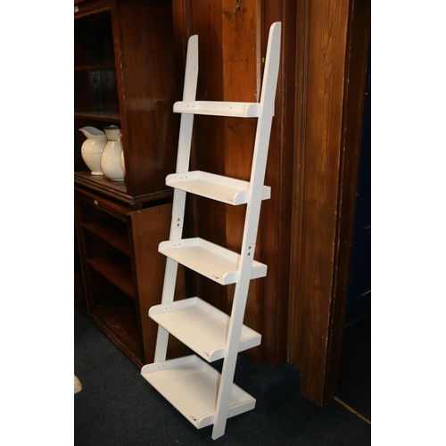 402 - Ikea white laminated ladder bookcase, 180cm tall.