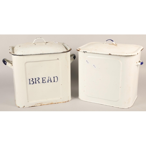 385 - Two large enamel bread bins