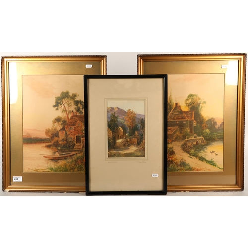 451 - Three framed pictures, including signed Arnould Pienne print 