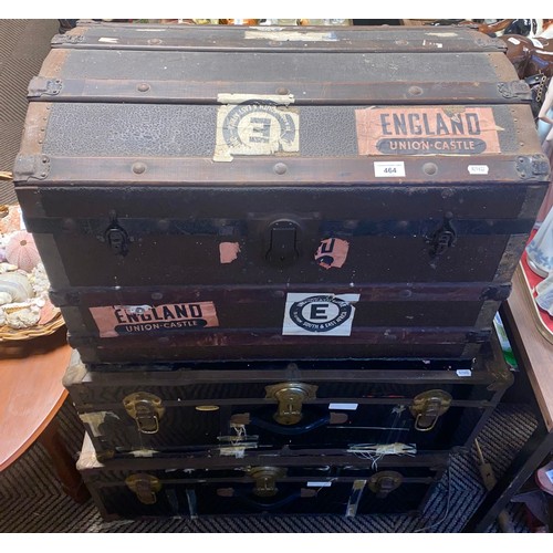 464 - Three large vintage luggage trunks