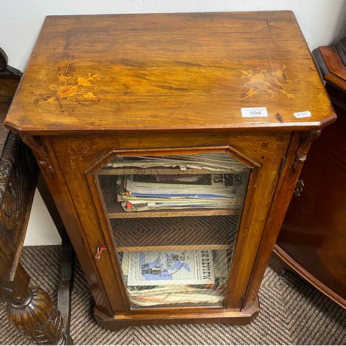 504 - Victorian walnut inlaid music cabinet