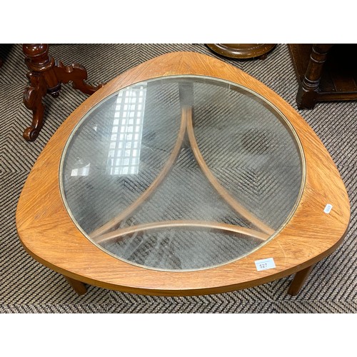 527 - Oak coffee table with glass top