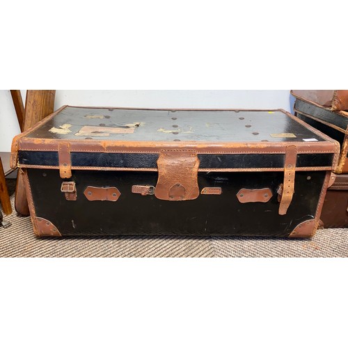 475 - Leather bound travel trunk