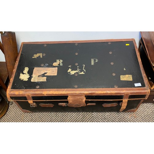 475 - Leather bound travel trunk