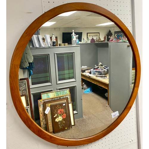 437 - Circular hardwood mirror, 60cm x 60cm