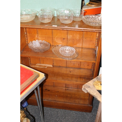 297 - Antique yew wood open bookcase, 87cm wide.