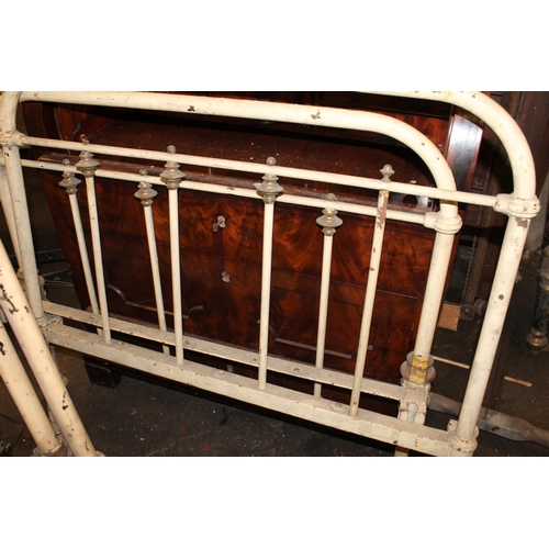 253A - Two Victorian wrought iron painted single bed frames.