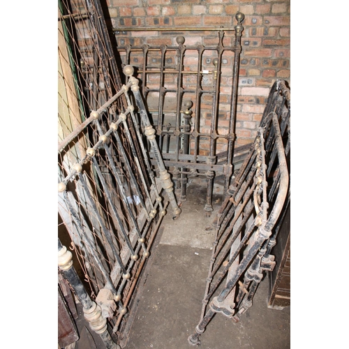 253C - Five Victorian wrought iron single beds.