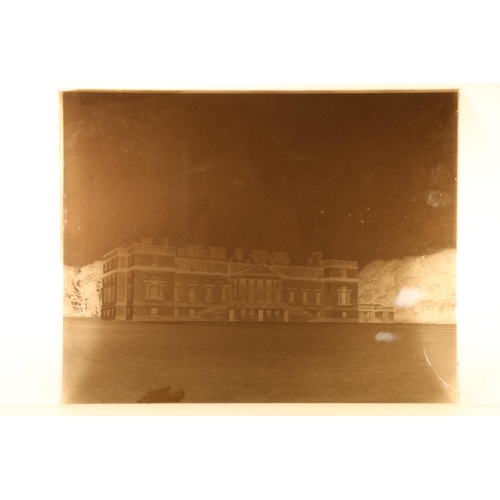 364 - Pine crate containing old photograph negatives to include Penicuik House, plate size 30cm x 37cm.