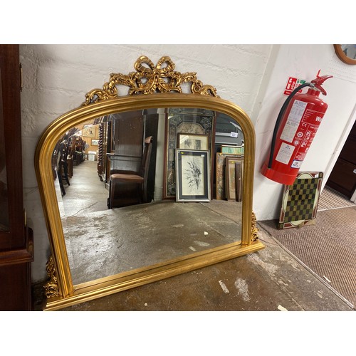 537 - Ornate gilt framed overmantel mirror, 91cm x 80cm (excl. frame)