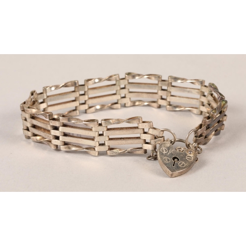 57 - Silver bracelet with buckle and silver bracelet with heart pendant, total weight: 43.2g