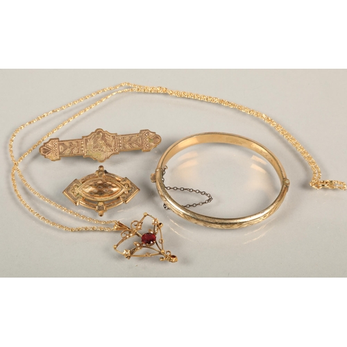 64 - Small rolled gold bracelet, necklace, etc