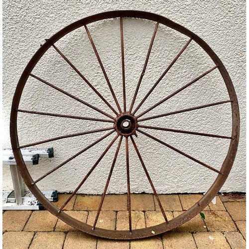 488 - Old wrought iron cart wheel