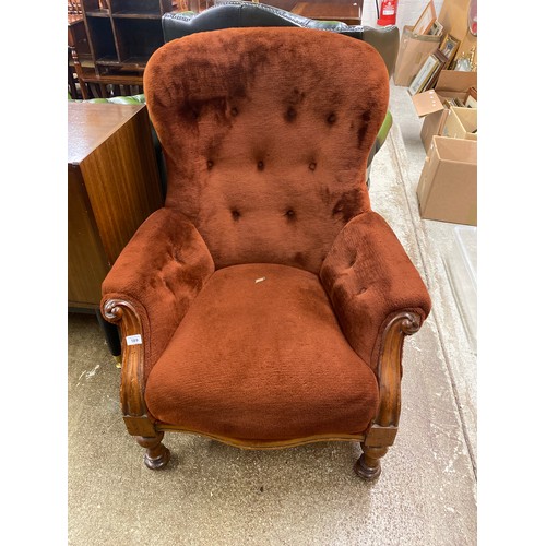 589 - Victorian oak framed armchair