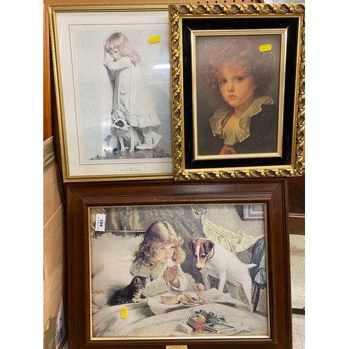 443 - Four framed prints, including three of works by Charles Burton Barber