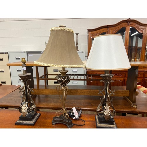 606 - Three metal table lamps (3)