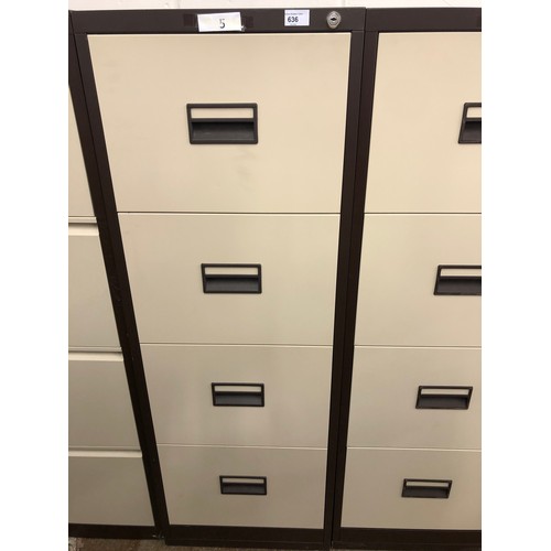 636 - Four drawer filing cabinet, 132 x 62 x 47 cm