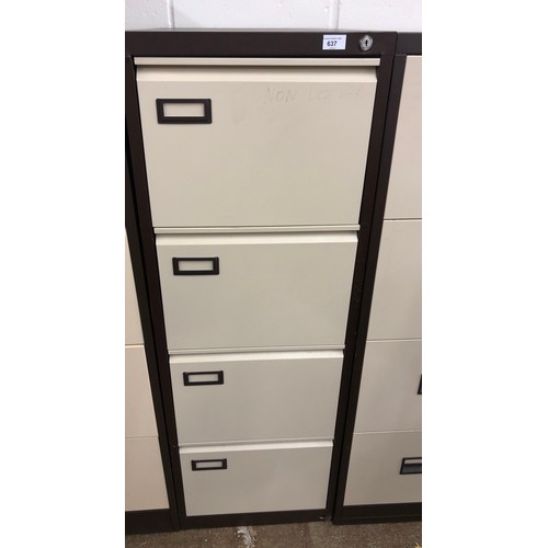 637 - Four drawer filing cabinet, 132 x 62 x 47 cm