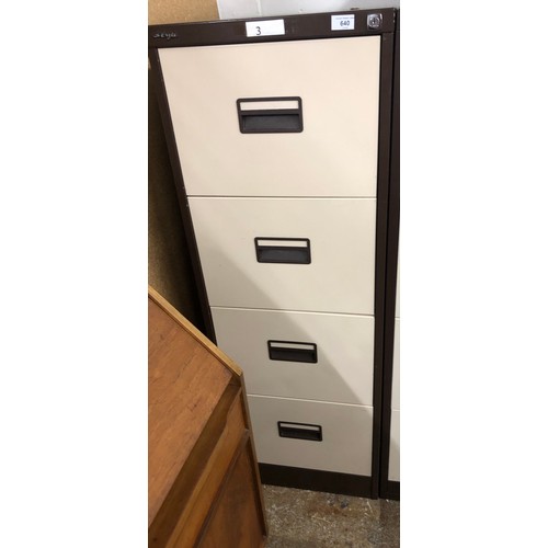 640 - Four drawer filing cabinet, 132 x 62 x 47 cm