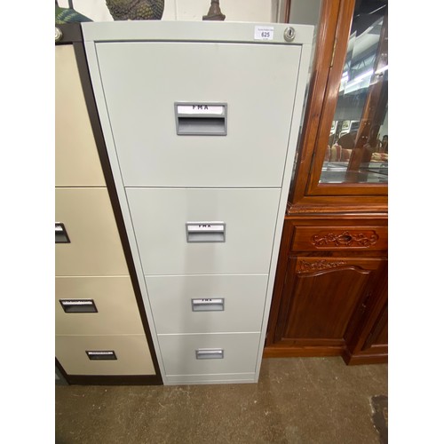 625 - Four drawer grey filing cabinet, 132 x 62 x 47 cm