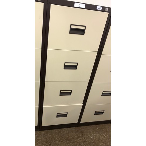 634 - Four drawer filing cabinet, 132 x 62 x 47 cm