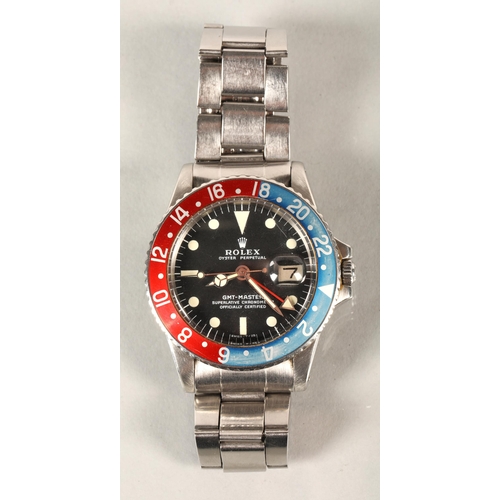 75 - Gents Rolex Oyster Perpetual Date GMT-Master Superlative Chronometer Officially Certified, with red ... 