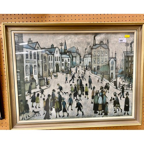 456 - L S Lowry Street scene print, in frame