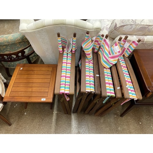 584 - Four folding director chairs with folding occasional table (5)