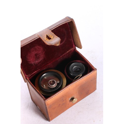 30 - Steward patent Telemeter in original brown leather case with belt loops.