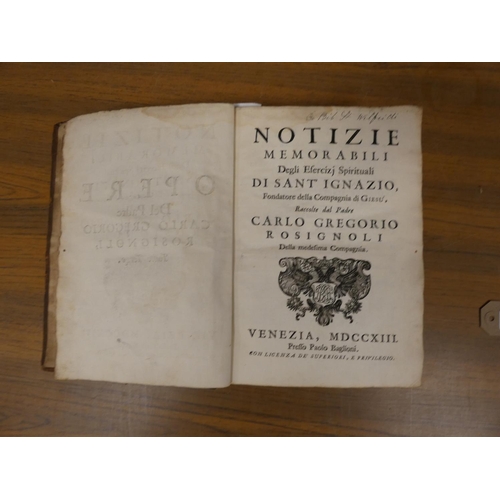 72 - ROSIGNOLI CARLO GREGORIO.  Opere, vol. 3. 848pp. Seven parts incl. Notizie Memorabili ... ... 