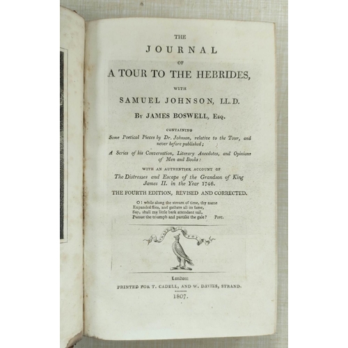 75 - BOSWELL JAMES.  The Journal of a Tour to the Hebrides with Samuel Johnson. 2 eds. Eng. fro... 