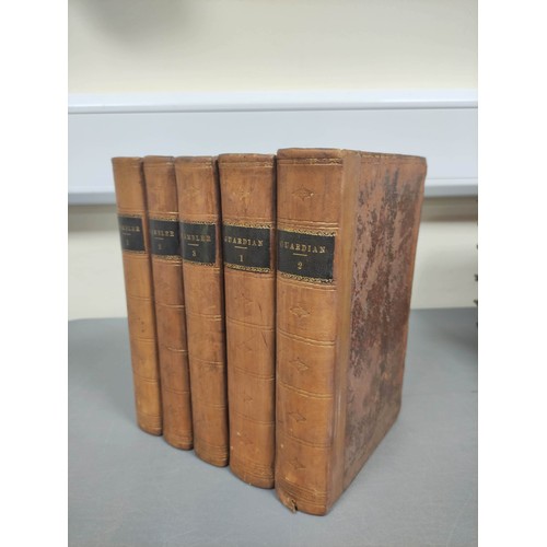 78 - The Rambler.  3 vols. Eng. port. frontis of Dr. Johnson. Rebacked old calf. 1794; also The... 