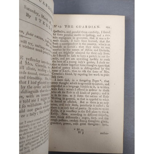 78 - The Rambler.  3 vols. Eng. port. frontis of Dr. Johnson. Rebacked old calf. 1794; also The... 