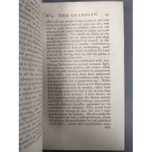 78 - The Rambler.  3 vols. Eng. port. frontis of Dr. Johnson. Rebacked old calf. 1794; also The... 