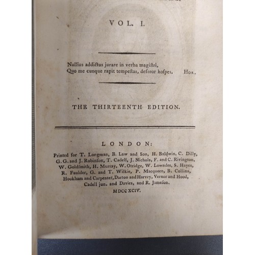 78 - The Rambler.  3 vols. Eng. port. frontis of Dr. Johnson. Rebacked old calf. 1794; also The... 