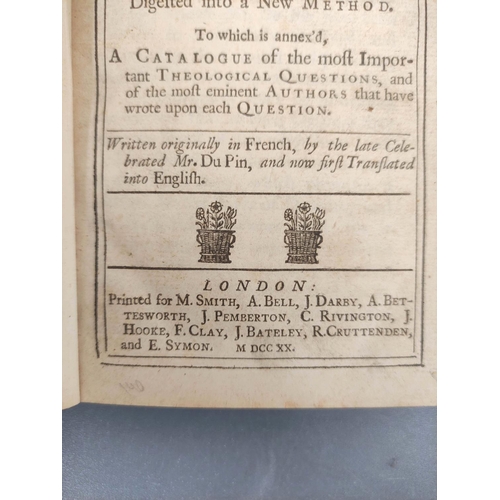 85 - DU PIN Mr. (L. E.) A Compleat Method of Studying Divinity ... Digested into a New Method. Trans... 