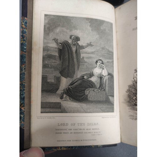 292 - SCOTT SIR WALTER.  The Poetical Works. 11 vols. in six. Eng. frontis & titles. 16mo. Half dark c... 