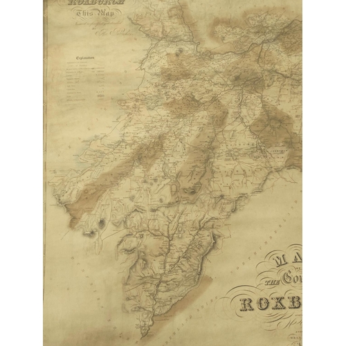 101 - STOBIE MATHEW.  A Map of Roxburgh Shire or Tiviotdale. Eng. map, hand col. in outline, poo... 