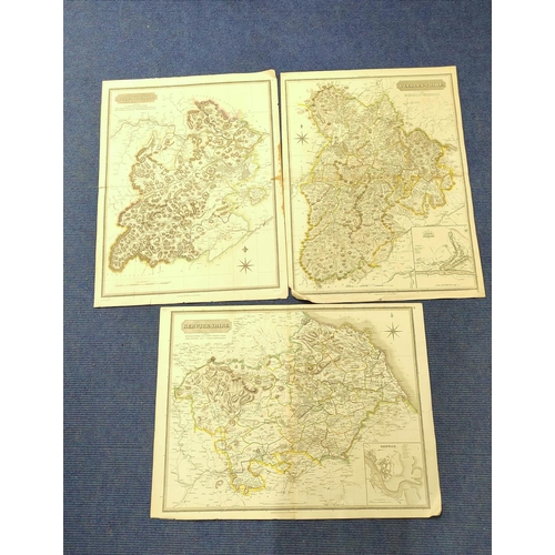 106 - THOMSON JOHN.  Peebles-shire, Berwick-shire & Selkirk Shire. 3 eng. maps, hand col. in... 