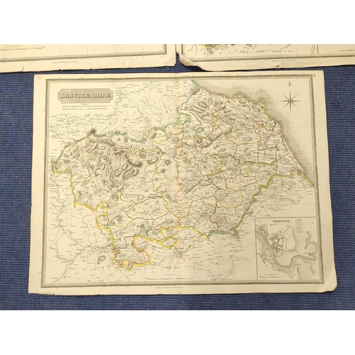 106 - THOMSON JOHN.  Peebles-shire, Berwick-shire & Selkirk Shire. 3 eng. maps, hand col. in... 