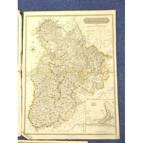 106 - THOMSON JOHN.  Peebles-shire, Berwick-shire & Selkirk Shire. 3 eng. maps, hand col. in... 