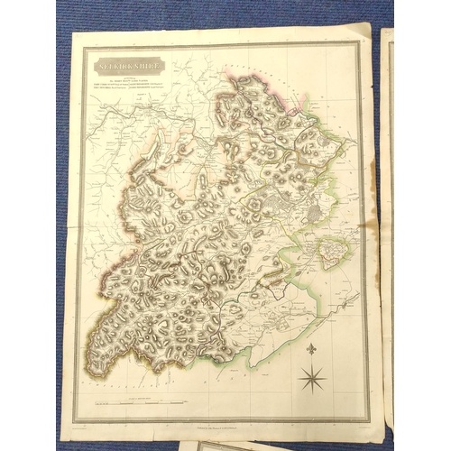 106 - THOMSON JOHN.  Peebles-shire, Berwick-shire & Selkirk Shire. 3 eng. maps, hand col. in... 