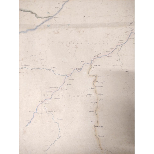 109 - River Tweed.  Very large pen, ink & watercolour Map of the River Tweed & Its Tribu... 