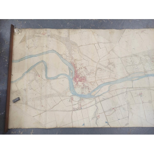 111 - River Tweed.  Early O.S. map with colouring of the River Tweed from Roxburgh Castle to Carnham inclu... 